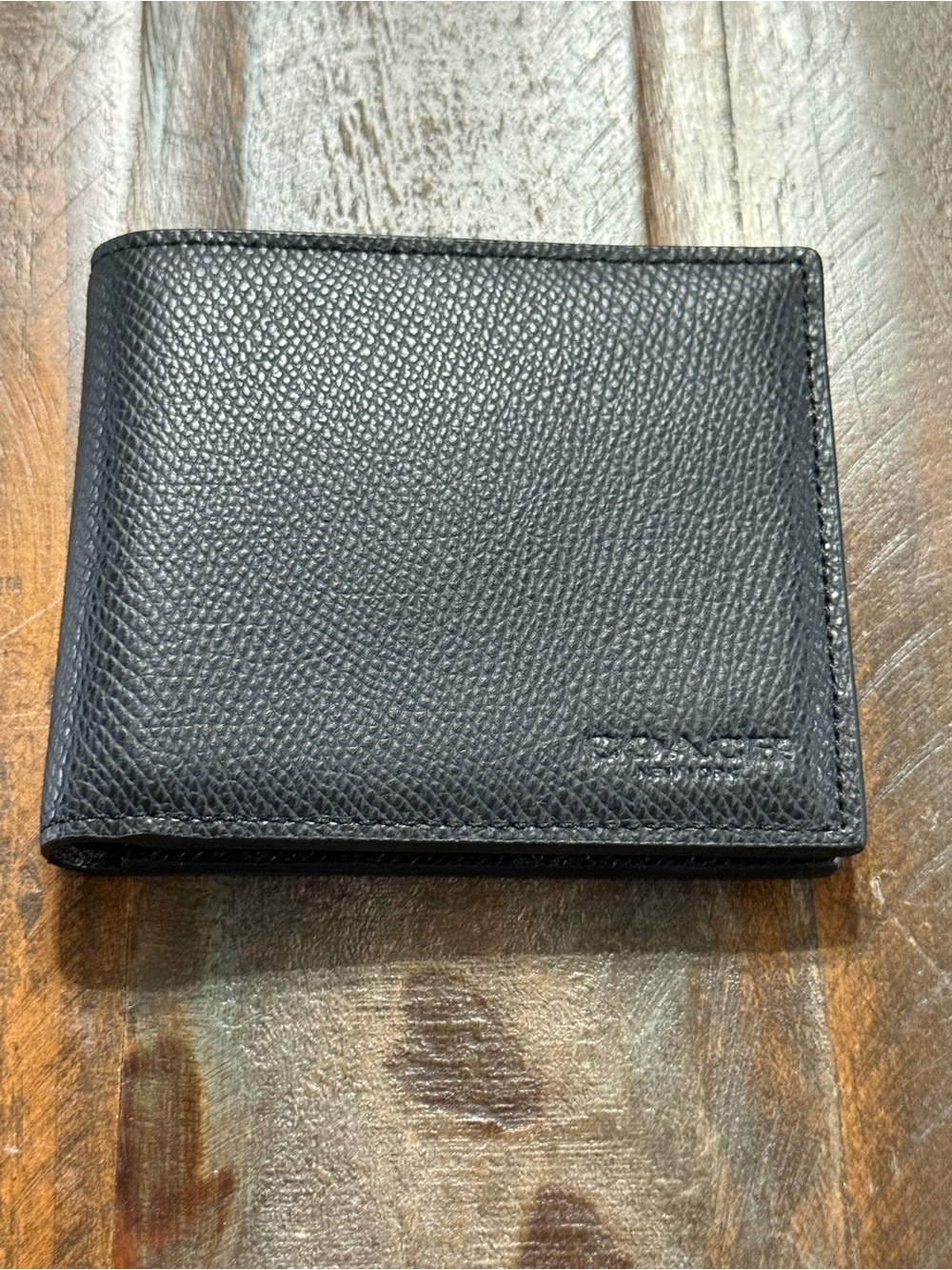 Coach Black Crossgrain Men’s Leather Bifold Wallet NWOT